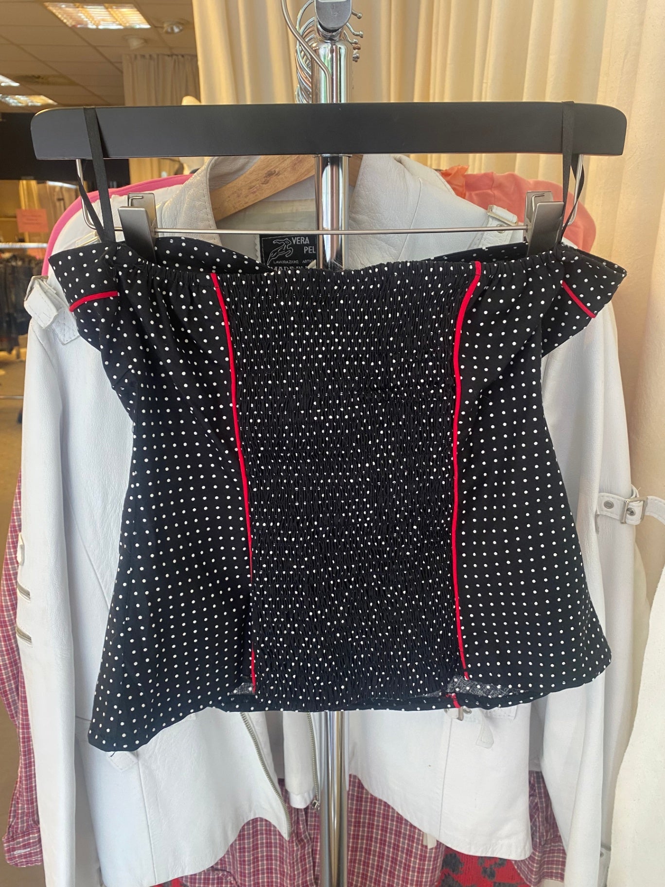 Bandeau Top S Schwarz mit weißen Punkten