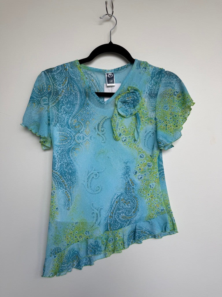 Bluse M Bunt (Blau und Grün)