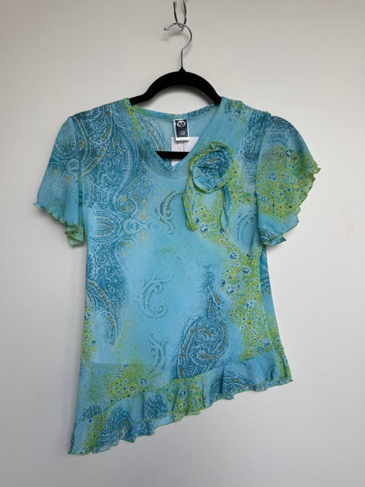 Bluse M Bunt (Blau und Grün)
