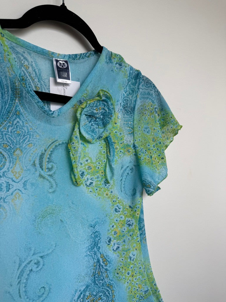 Bluse M Bunt (Blau und Grün)