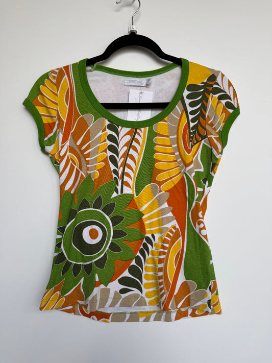 ZARA Top Unbekannt Mehrfarbig (Grün, Orange, Beige, Schwarz, Weiß)