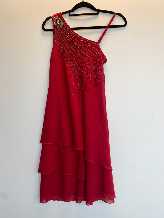 Kleid 34 Rot mit Perlen