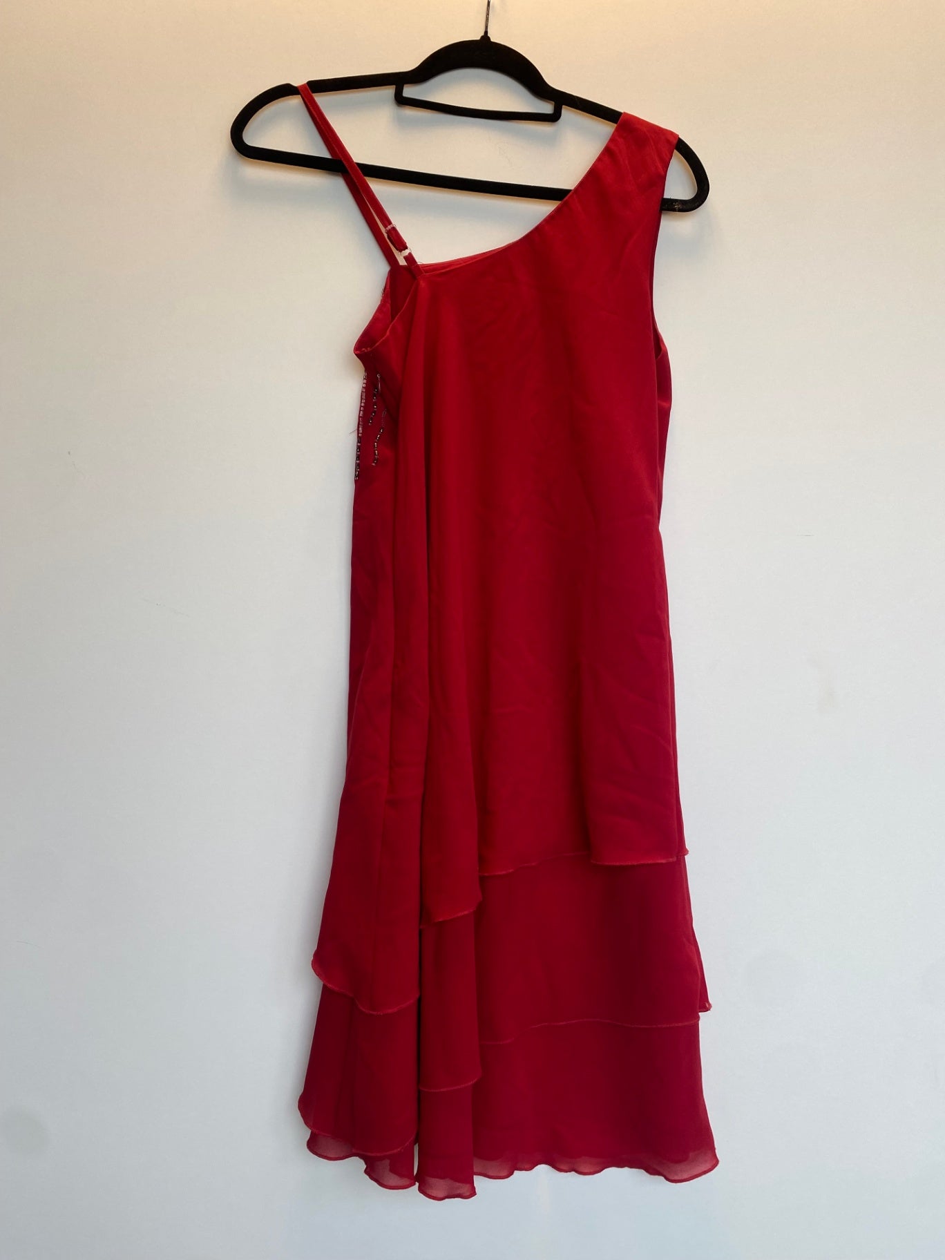 Kleid 34 Rot mit Perlen
