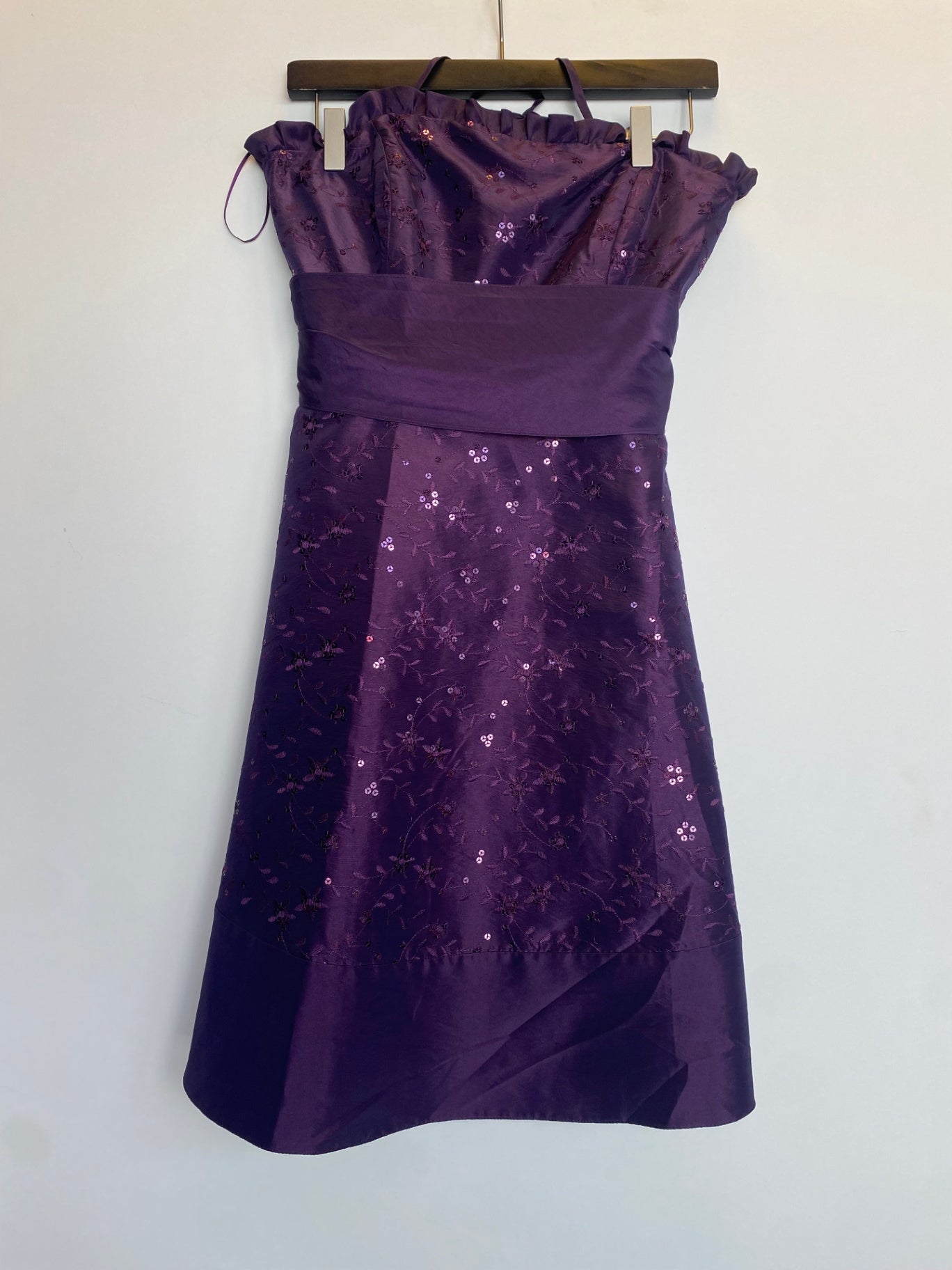 Abendkleid S Lila mit Pailletten