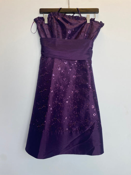 Abendkleid S Lila mit Pailletten