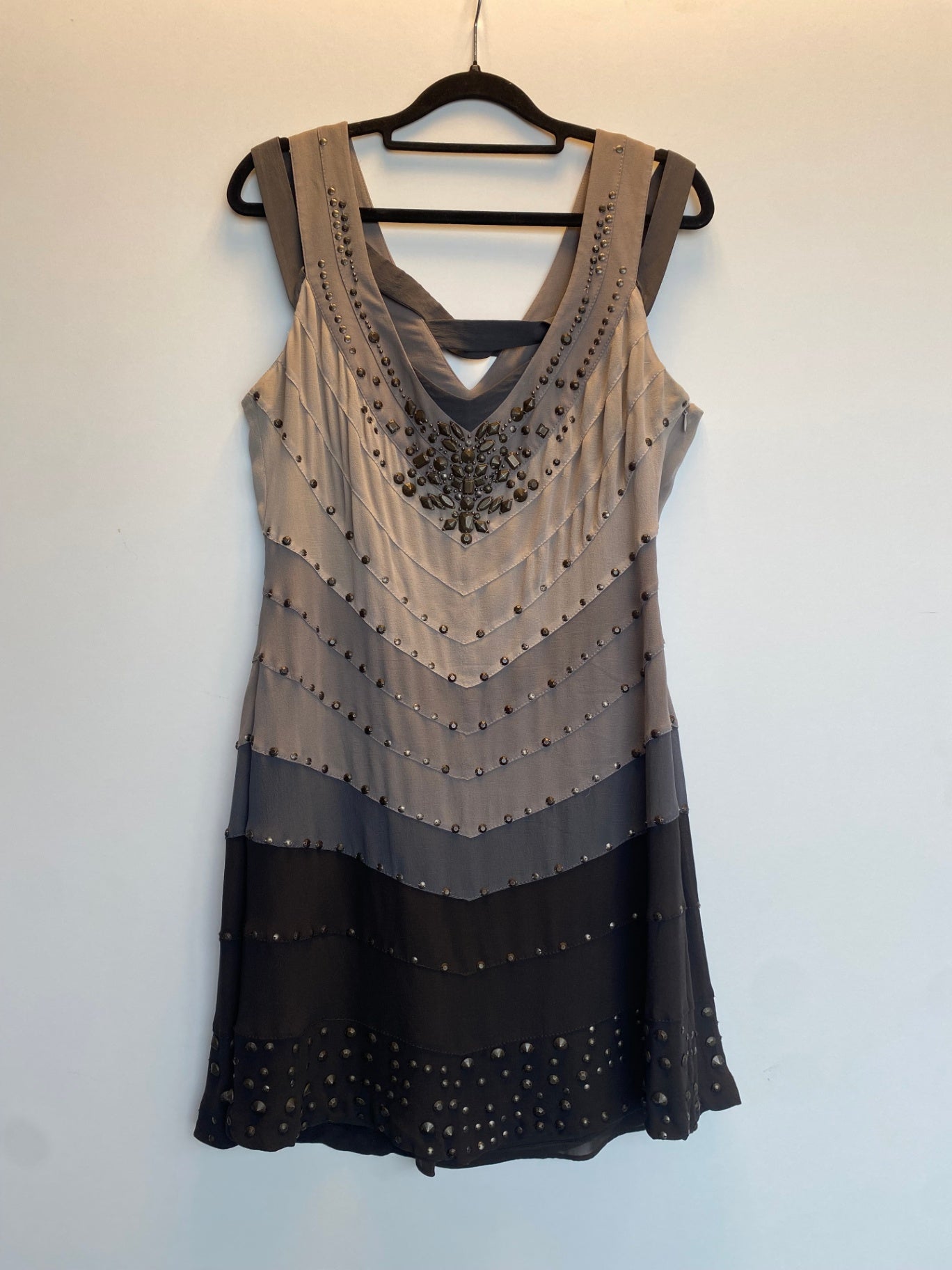 Kleid S Grau mit Nieten
