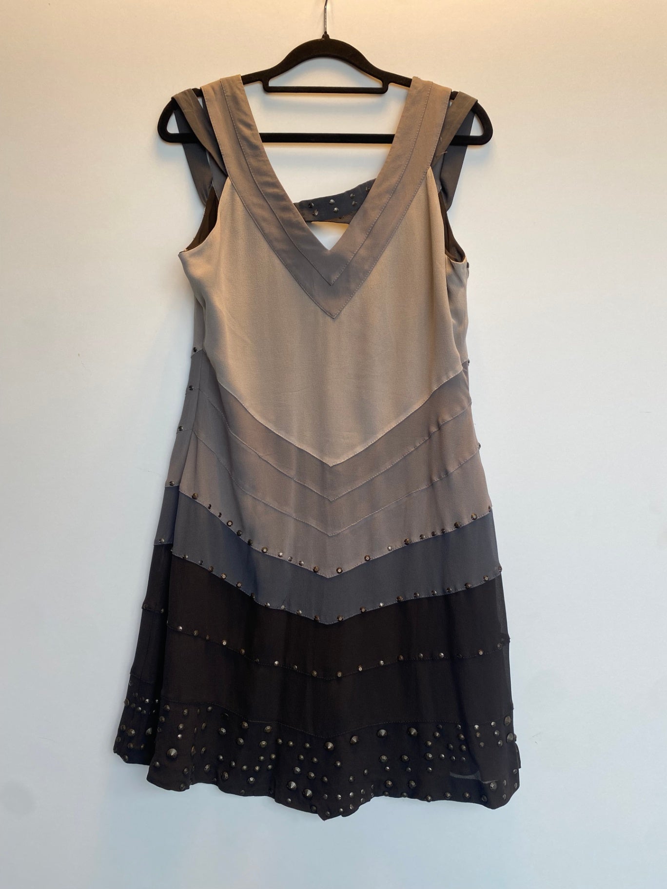Kleid S Grau mit Nieten