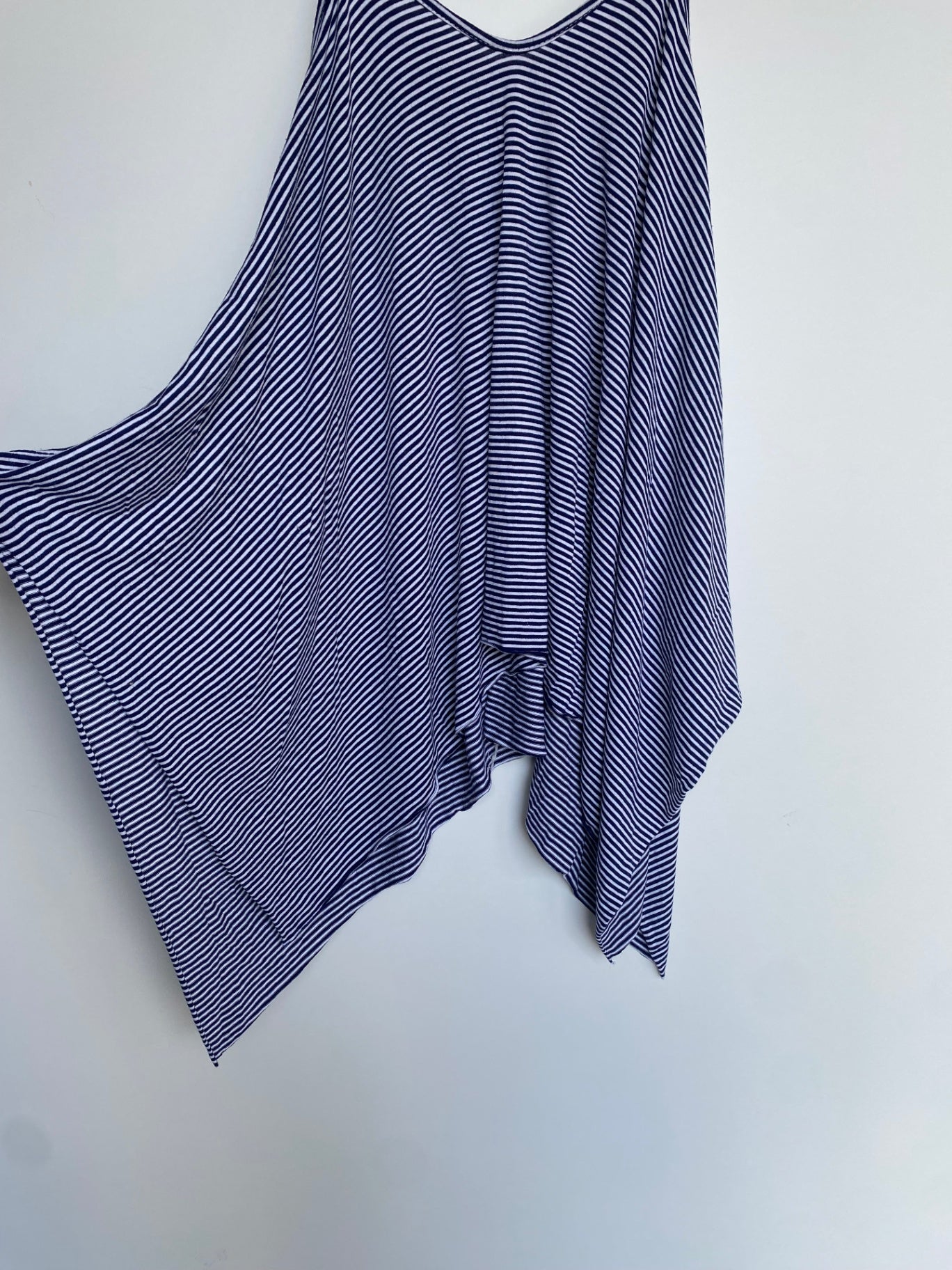 Langes Oberteil Onesize Blau-Weiß gestreift