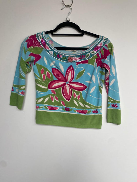 Crop-Top M Bunt mit Pailletten