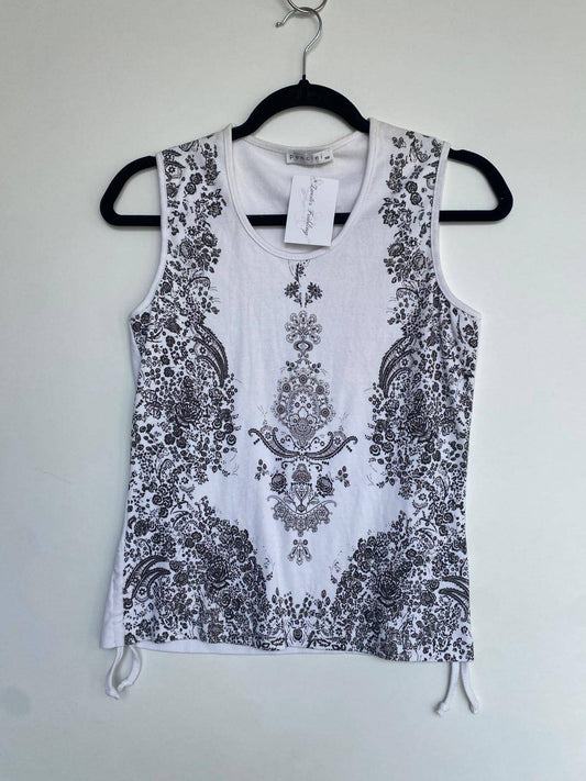 Tanktop M Weiß Schwarz