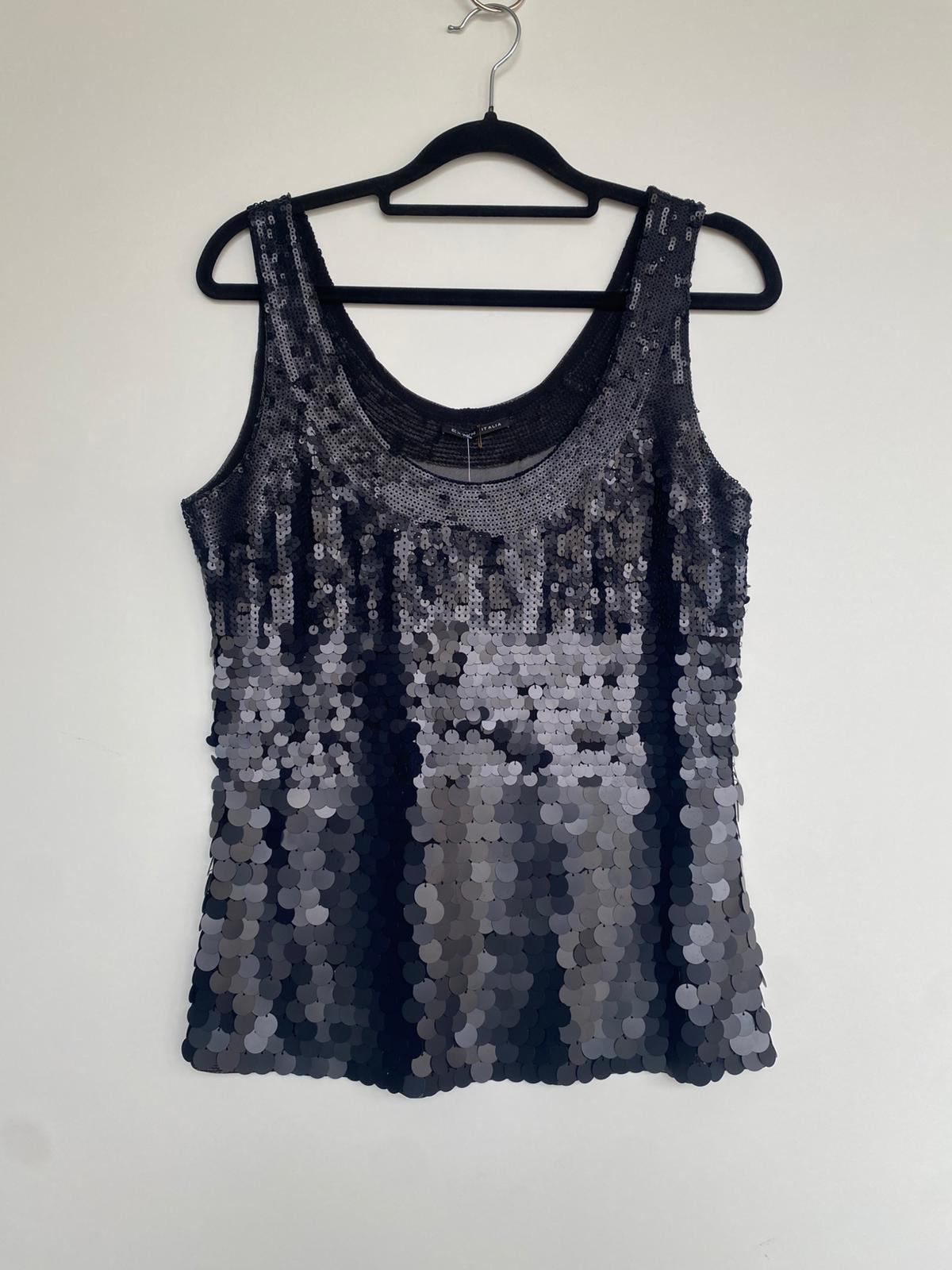 Pailletten Top M Schwarz