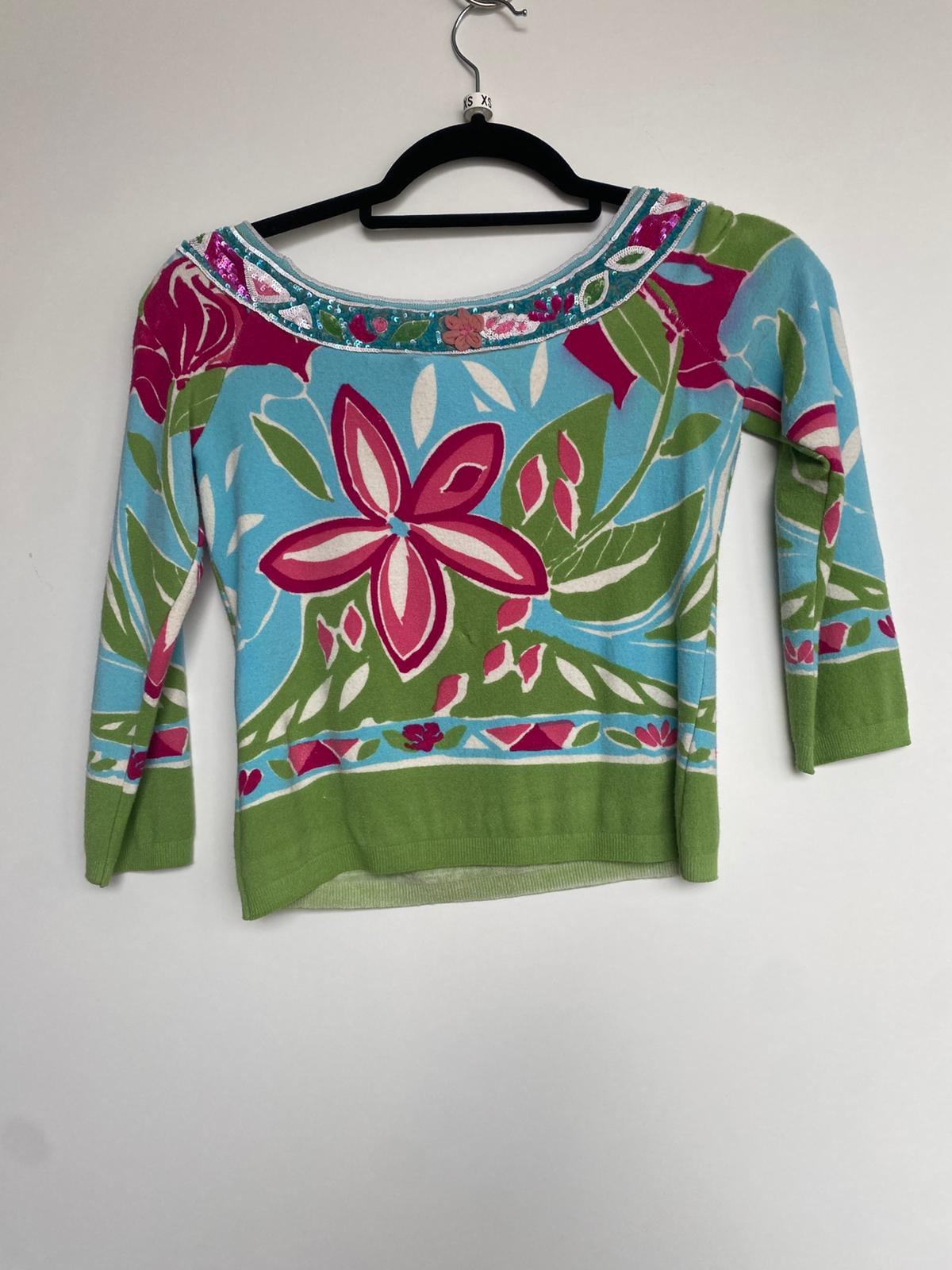 Crop-Top M Bunt mit Pailletten