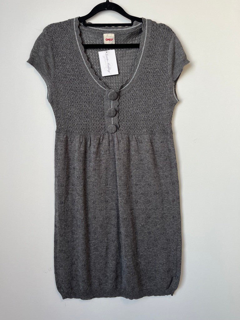 Strick-Kleid L Grau