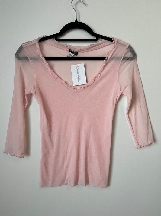 Langarm Mesh M Hellrosa
