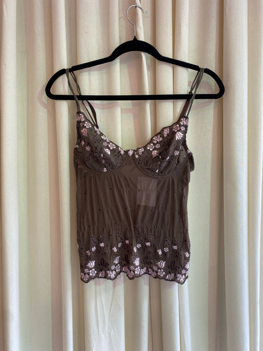Camitop S Braun mit rosa Florals