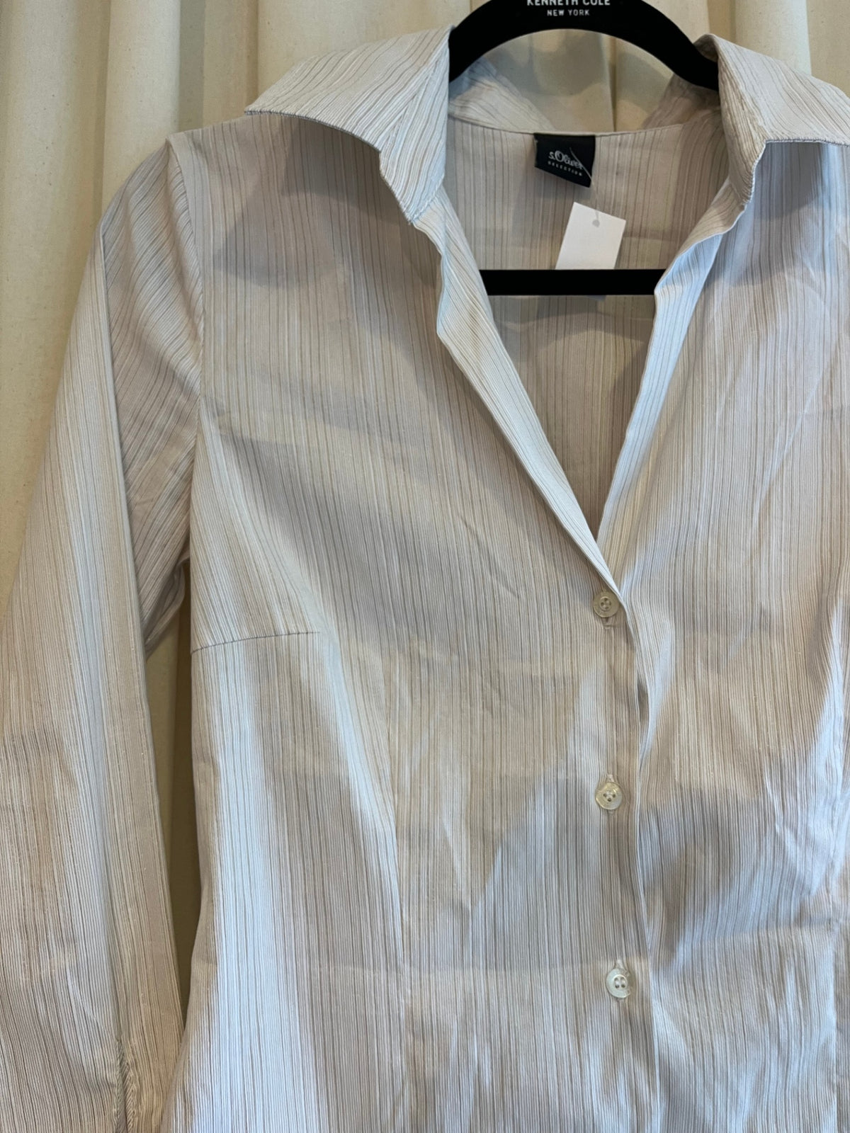 SO DUTY Hemdkleid s Beige mit feinen Streifen in verschiedenen Grautönen