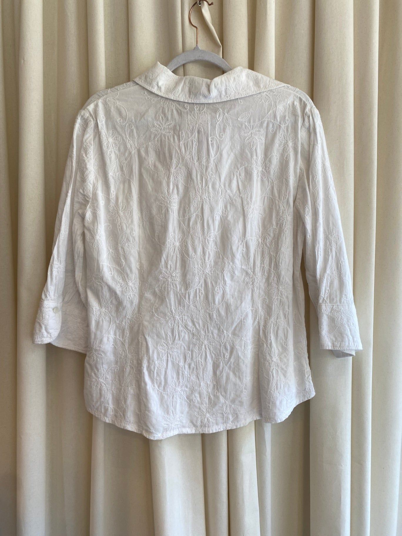 Bluse XL Weiß bestickt