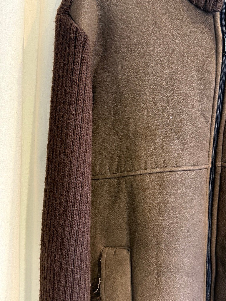 Leder-/ Strick Jacke M Braun