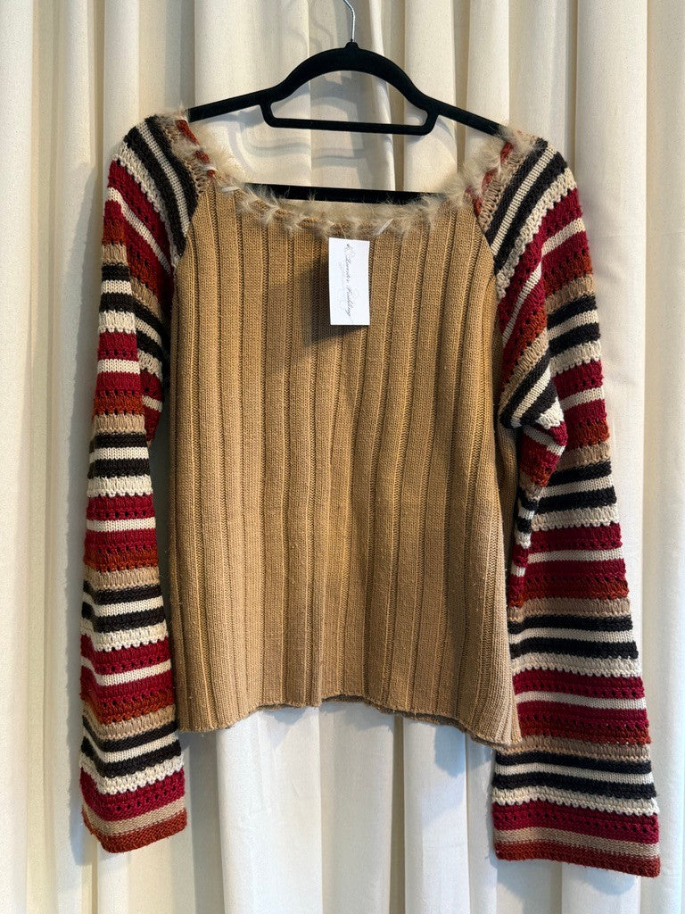 Pullover M Beige, Rot, Schwarz