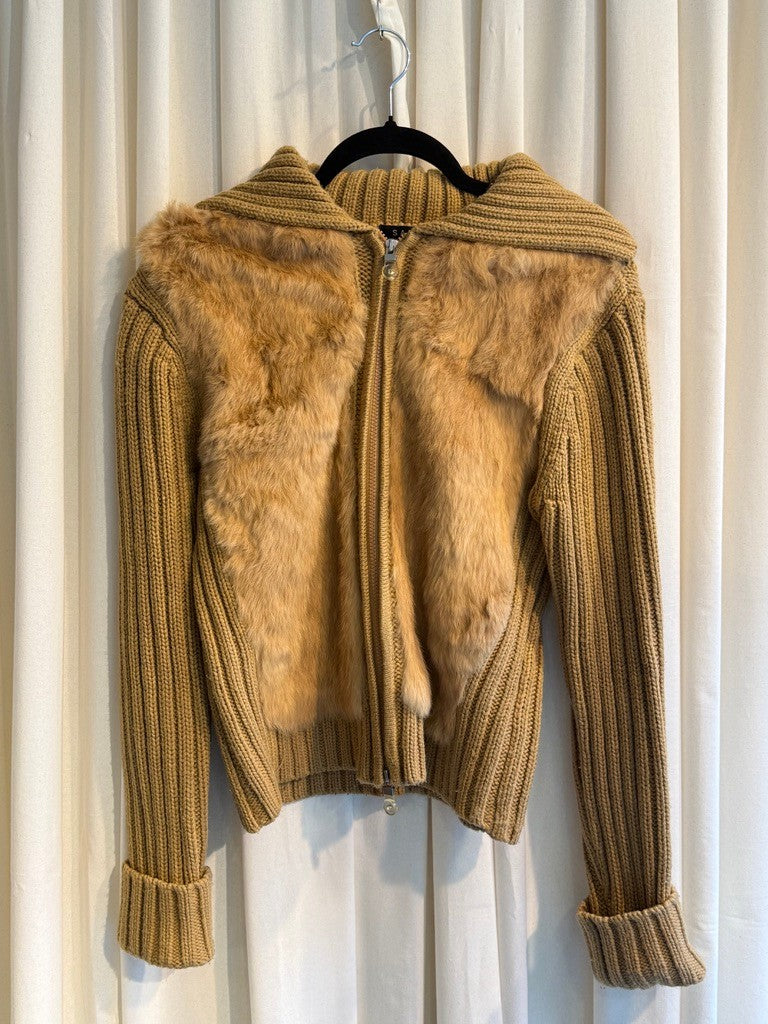 Fell-/Strick Jacke S/M Beige