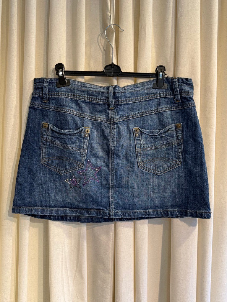 Jeansrock XXL mit Strasssteinen