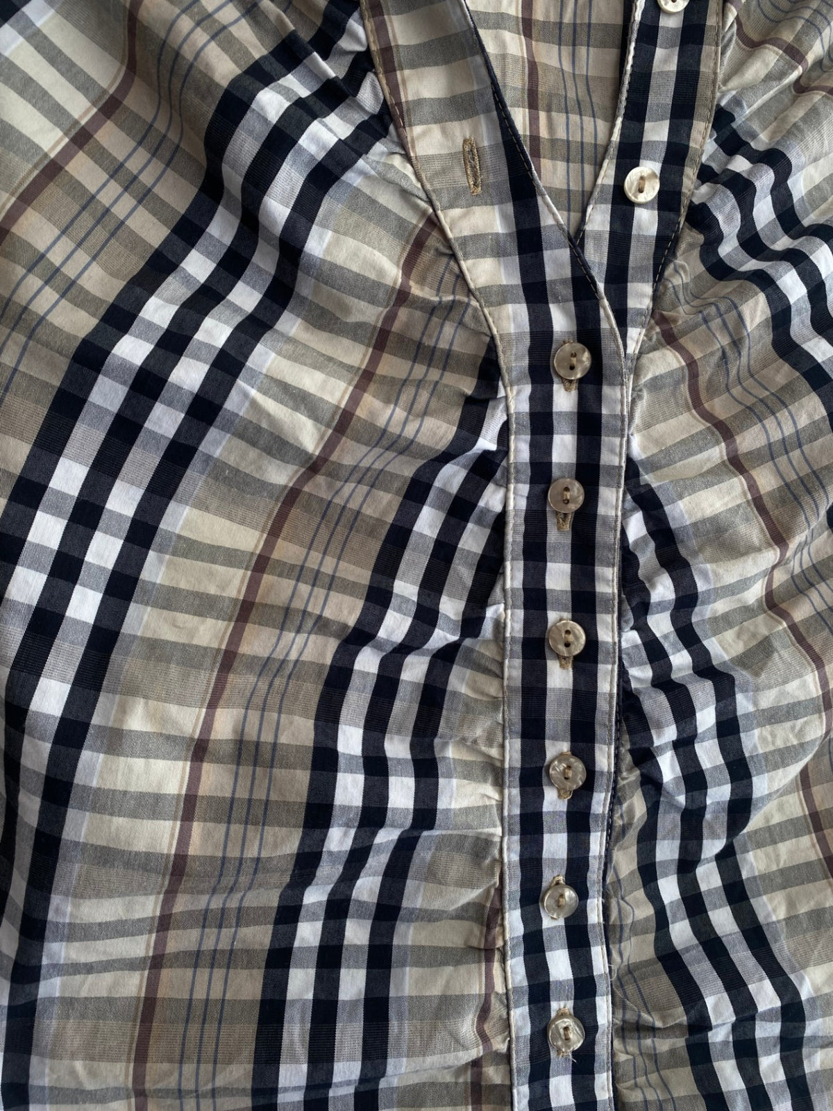 Bluse S Beige kariert