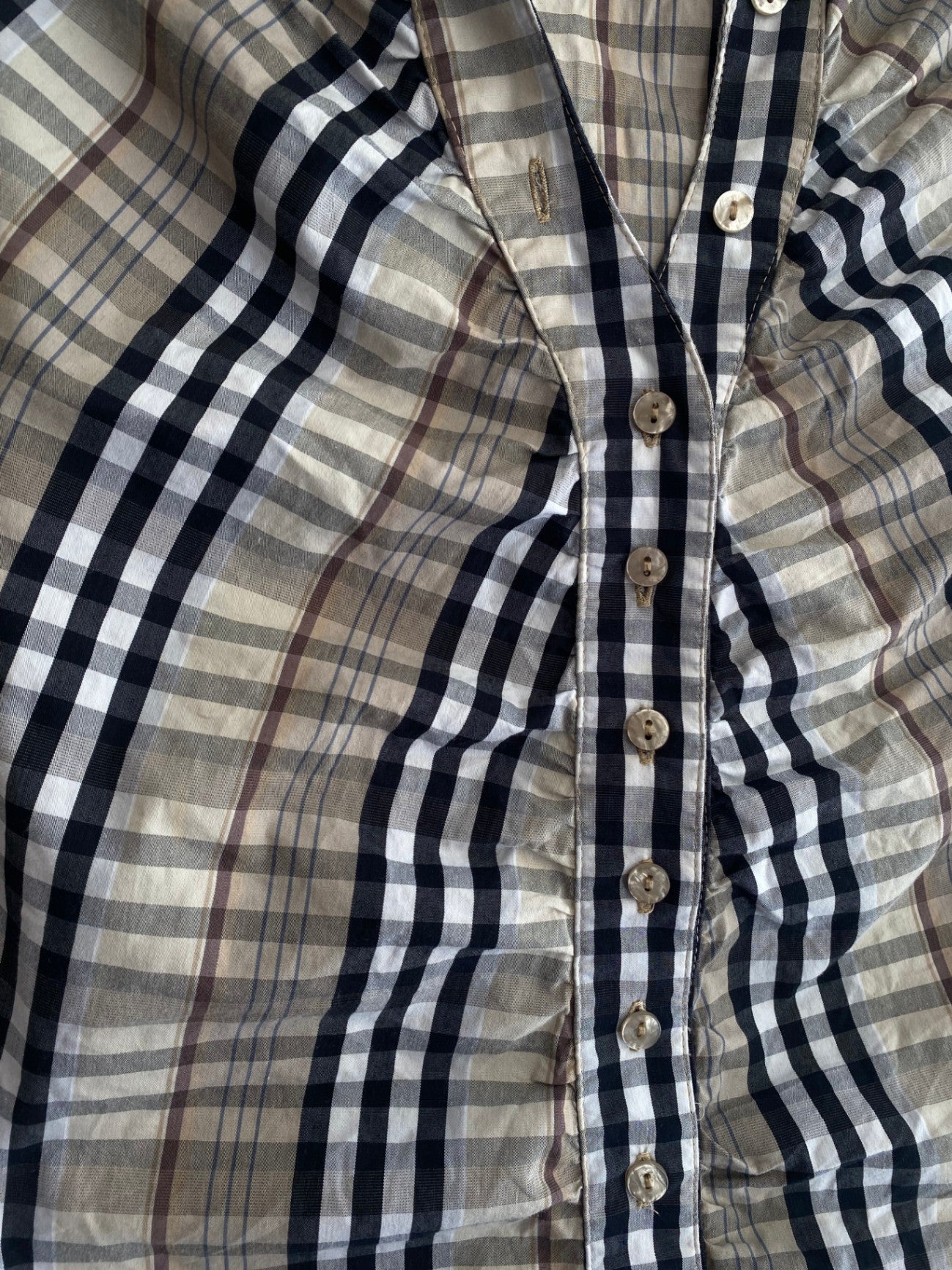 Bluse S Beige kariert