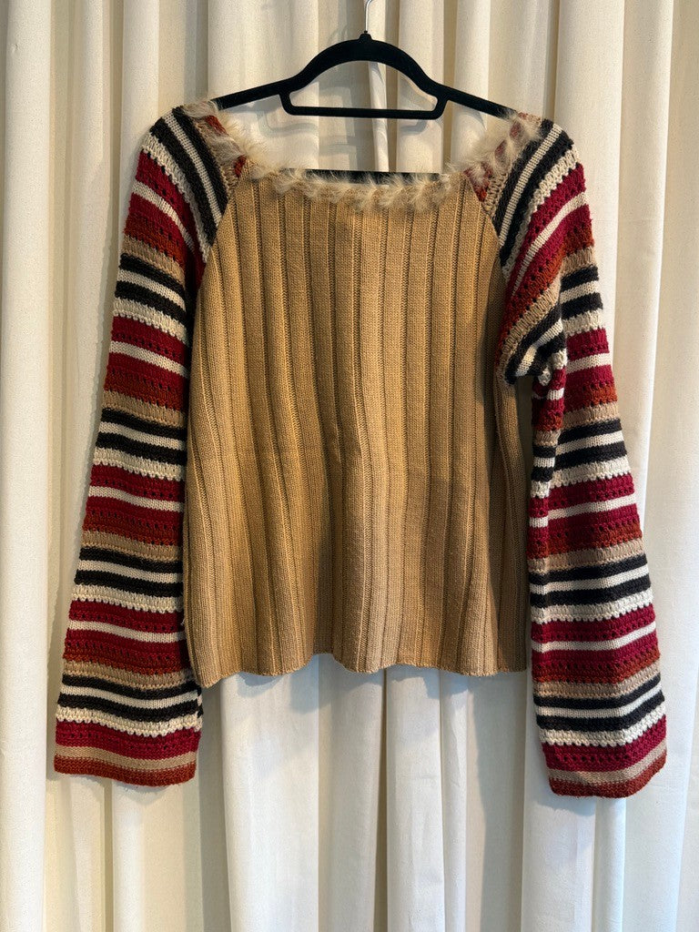 Pullover M Beige, Rot, Schwarz