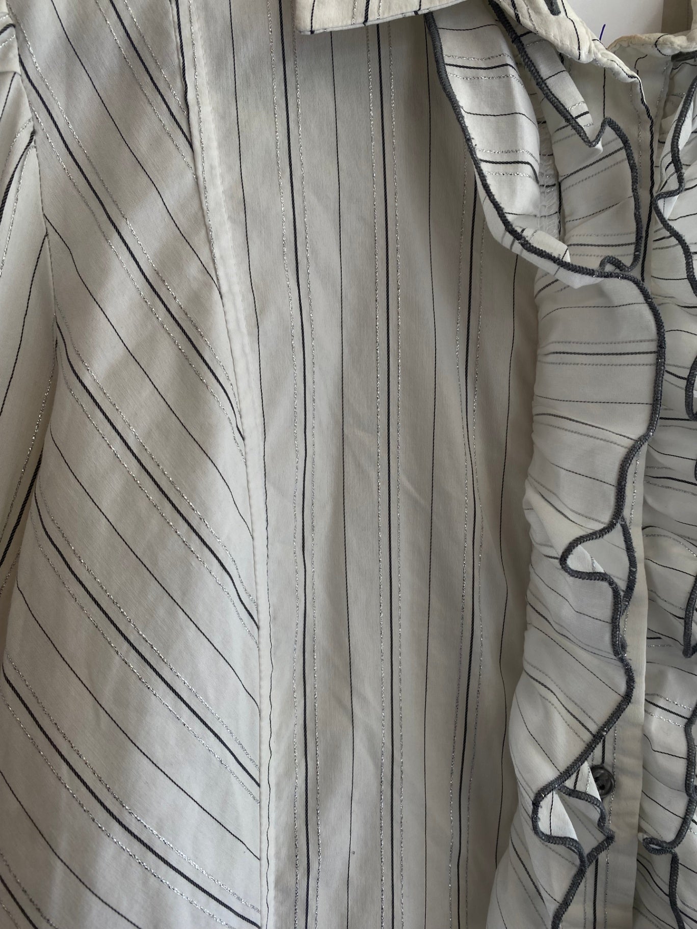 Bluse L Weiß mit Nadelstreifen