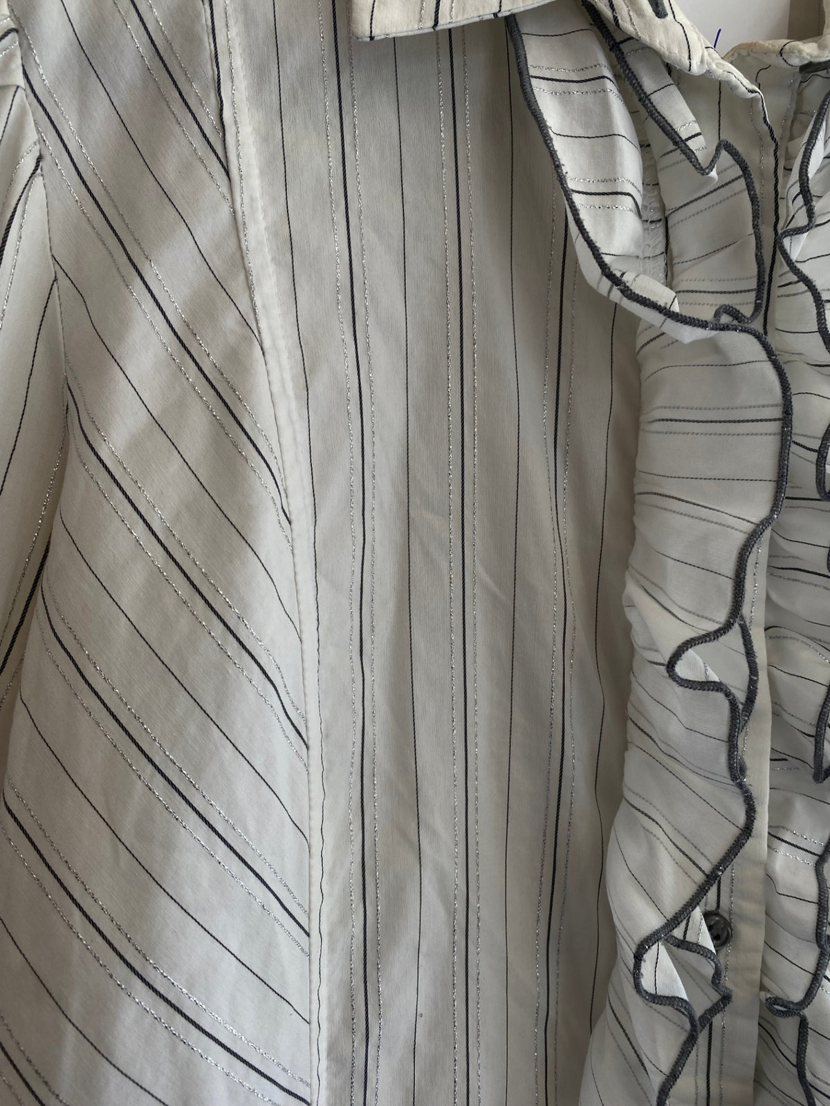 Bluse L Weiß mit Nadelstreifen