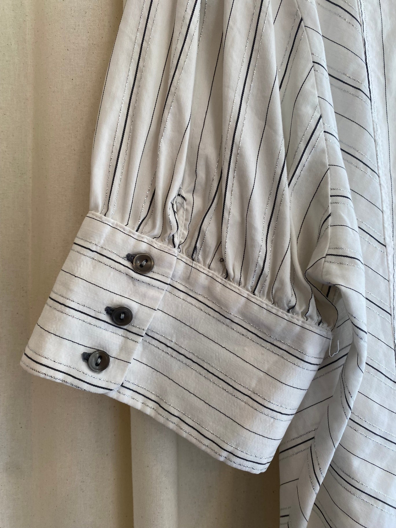 Bluse L Weiß mit Nadelstreifen
