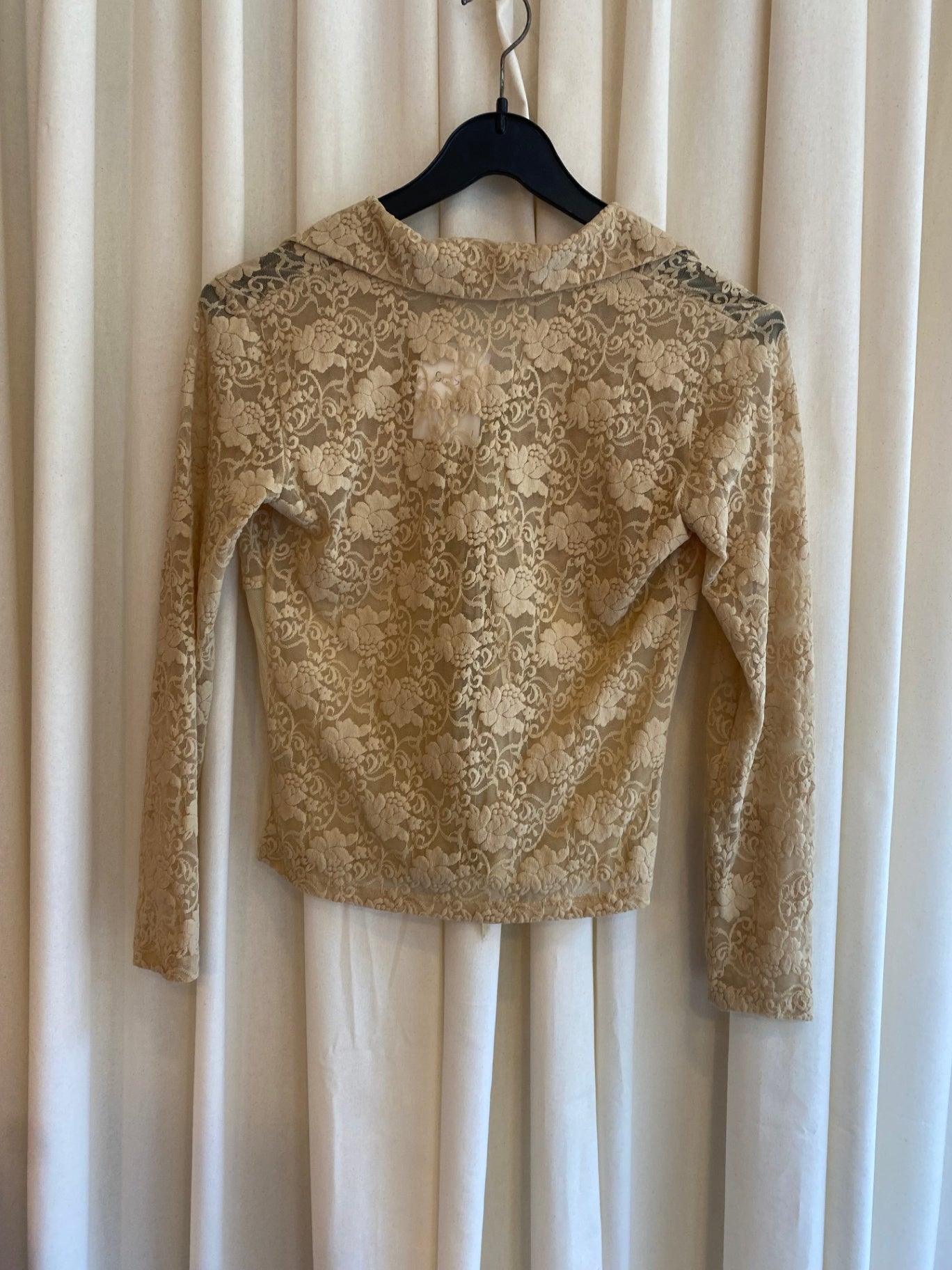 Langarmshirt S Spitze, Beige