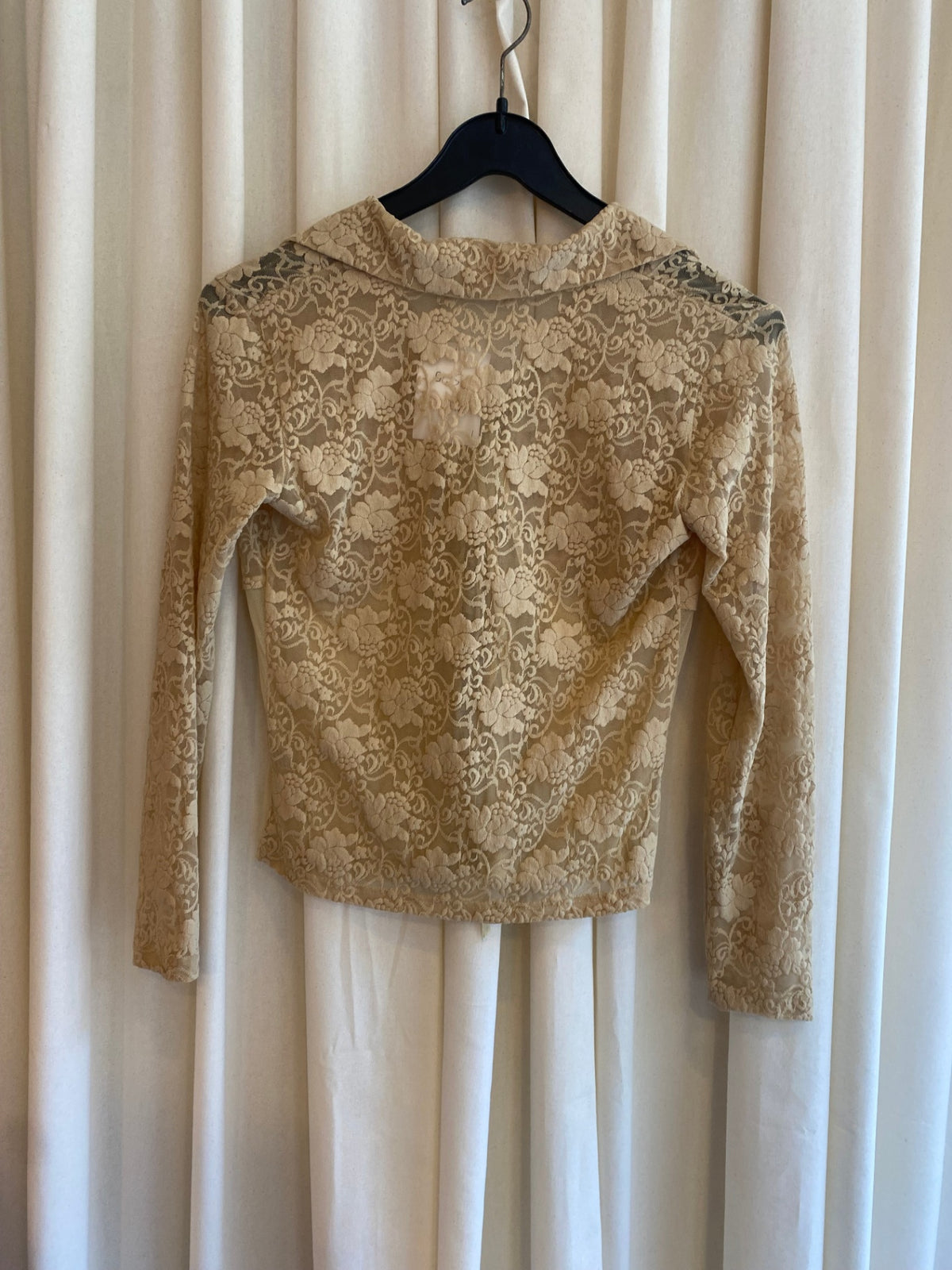 Langarmshirt S Spitze, Beige
