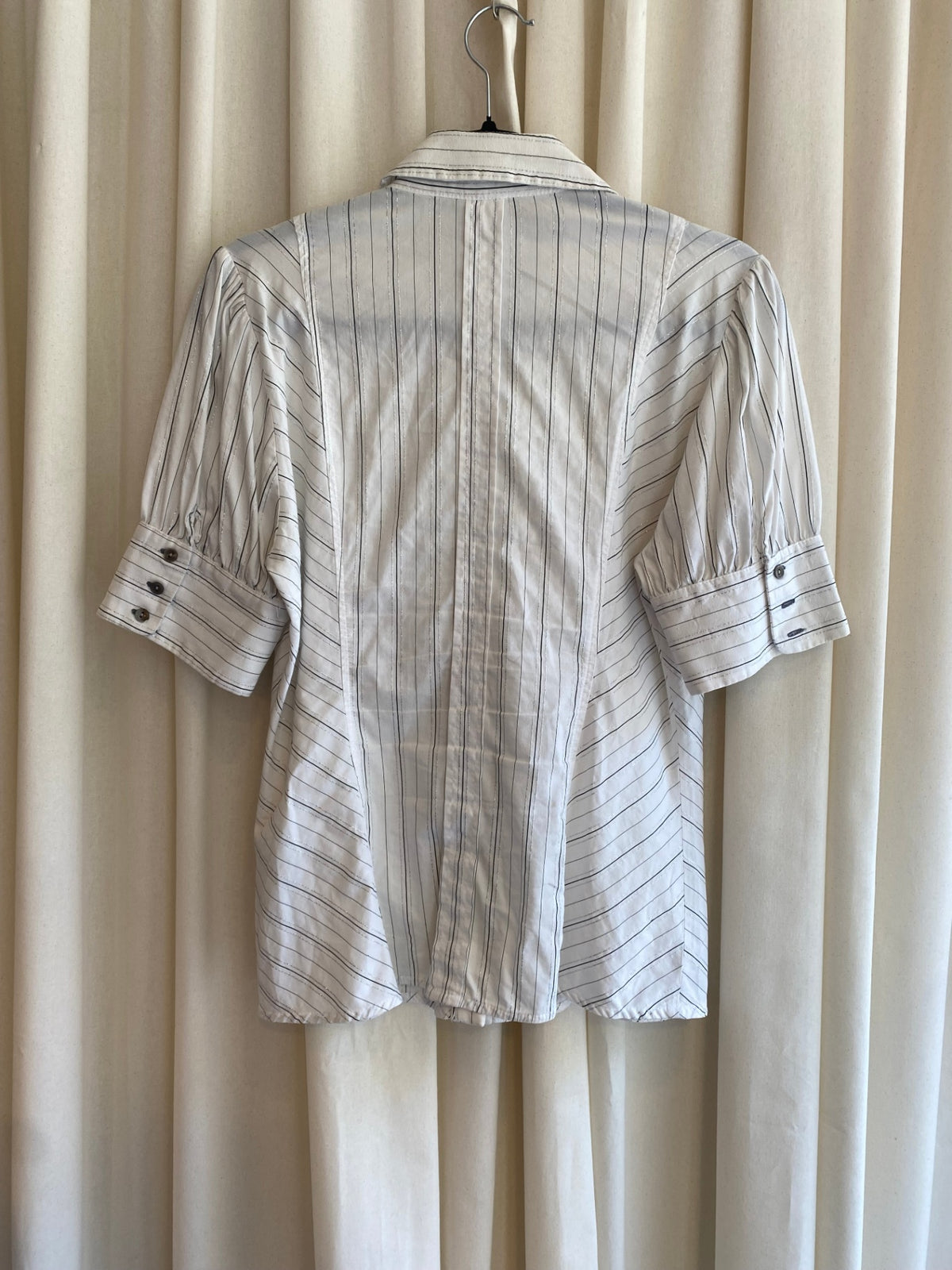 Bluse L Weiß mit Nadelstreifen