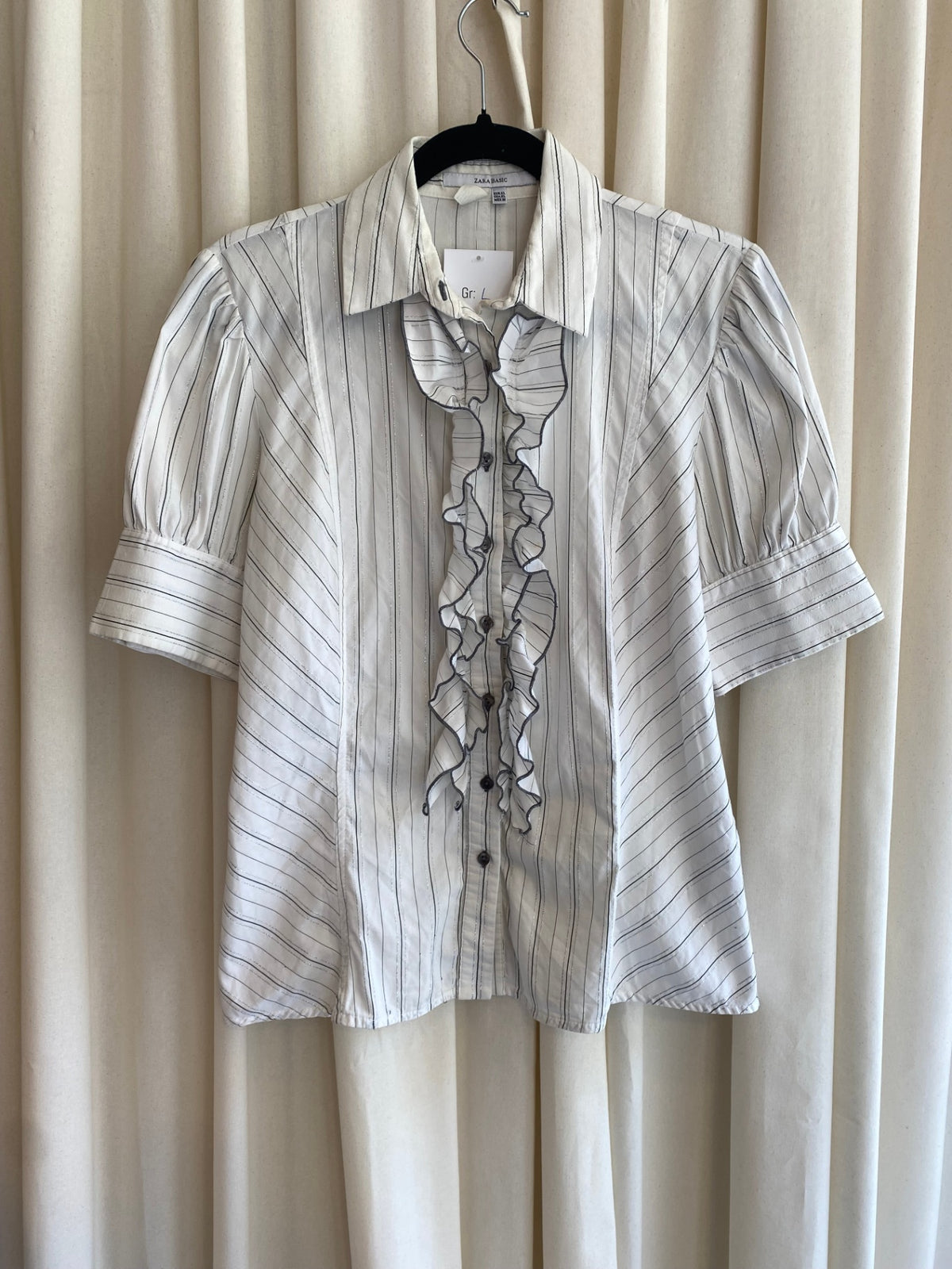 Bluse L Weiß mit Nadelstreifen