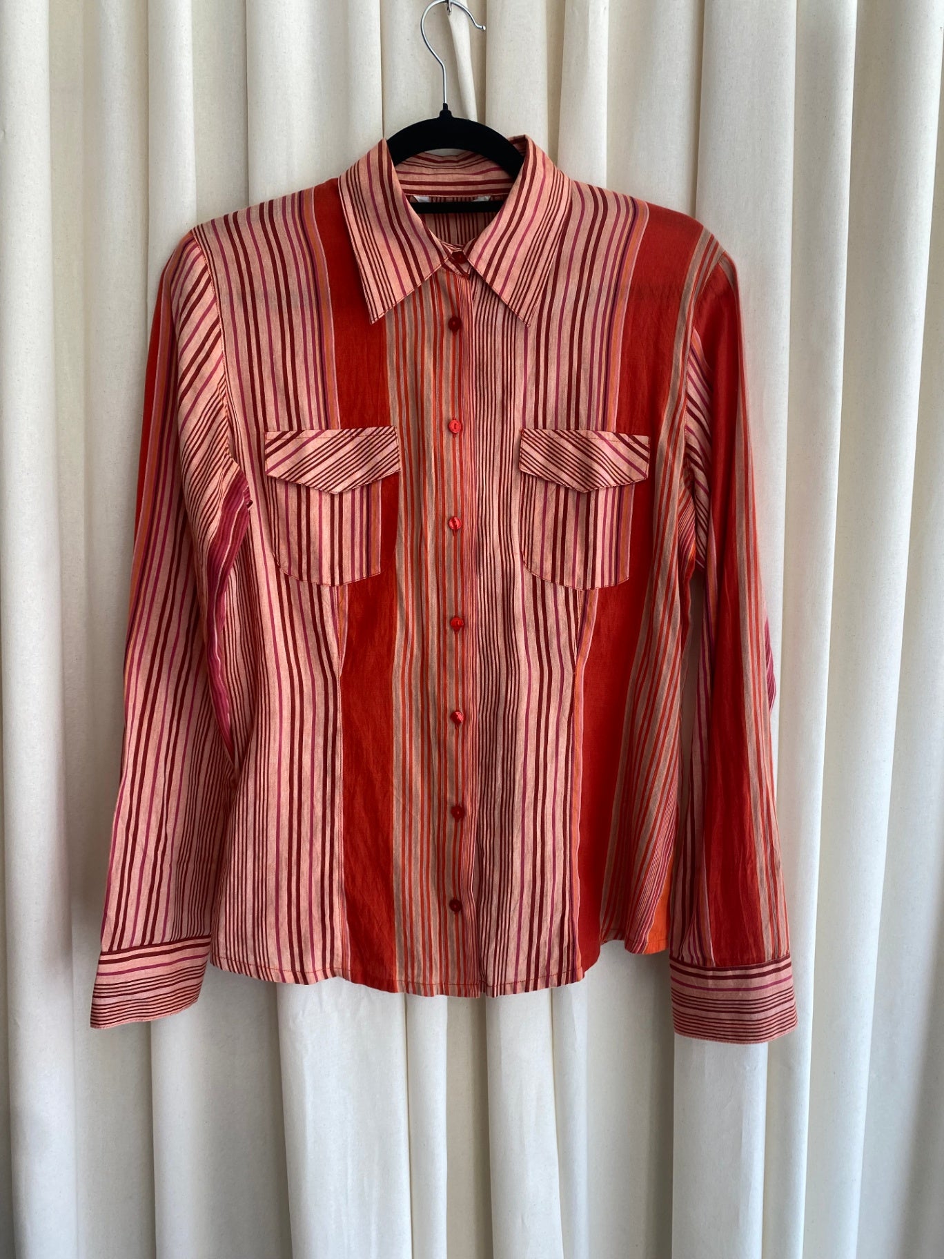 Bluse S Rot/Rosa gestreift