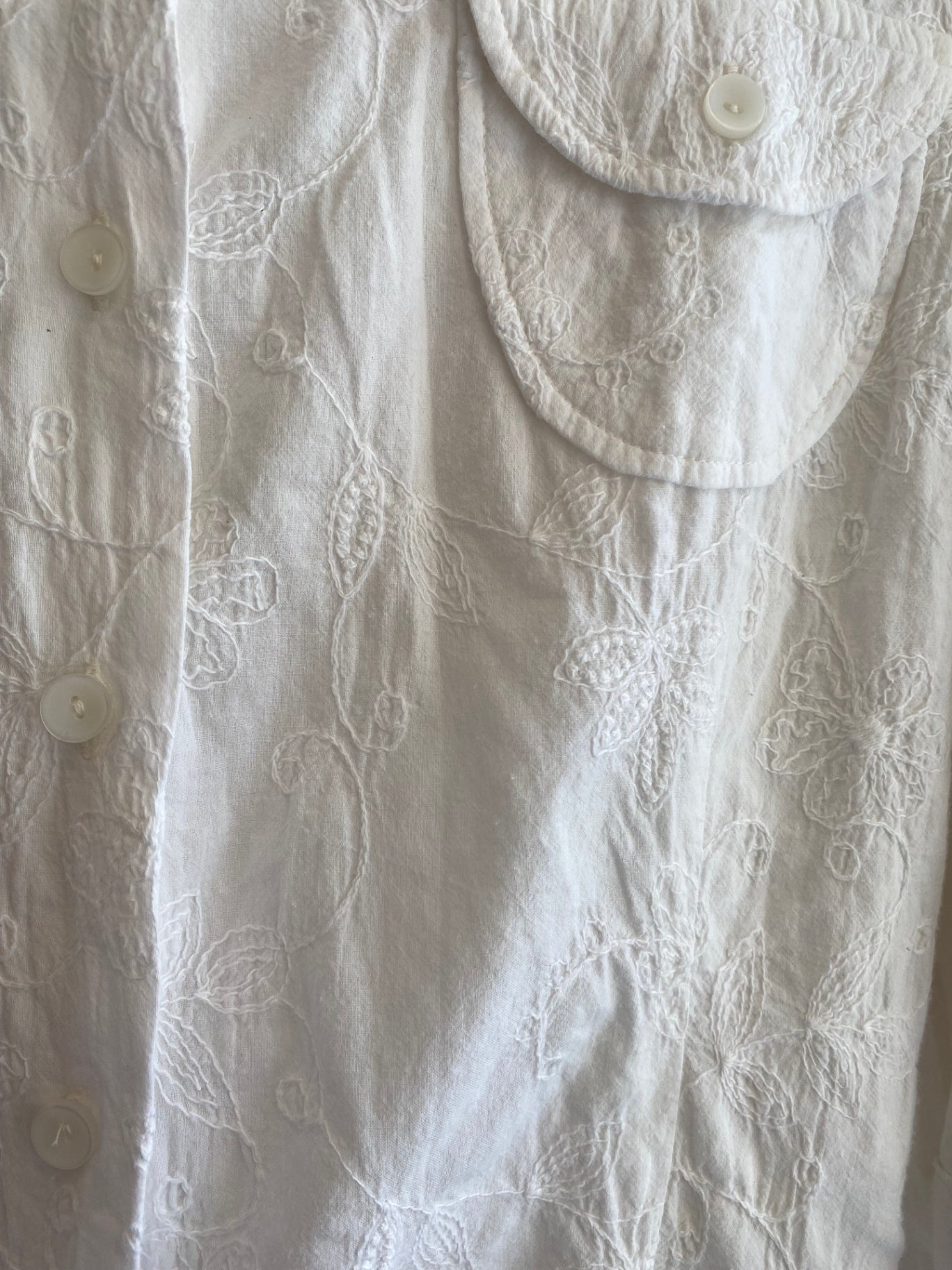 Bluse XL Weiß bestickt