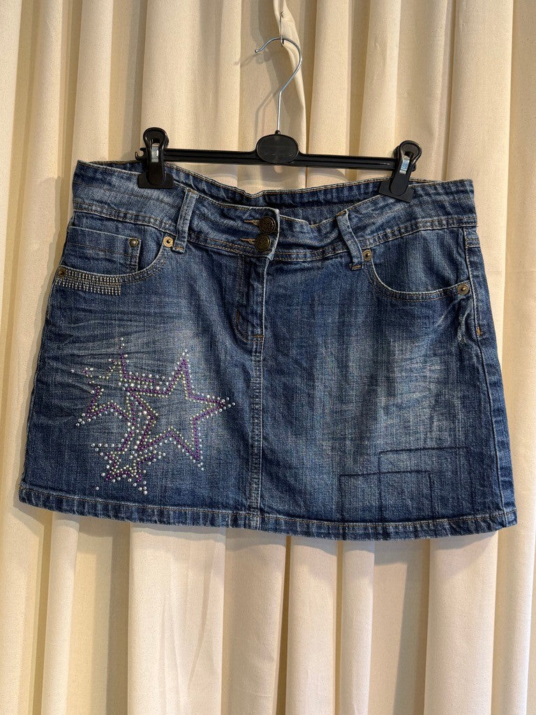 Jeansrock XXL mit Strasssteinen
