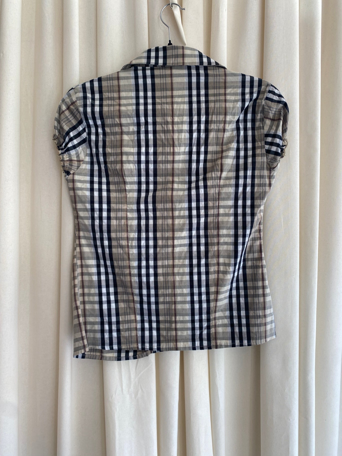 Bluse S Beige kariert
