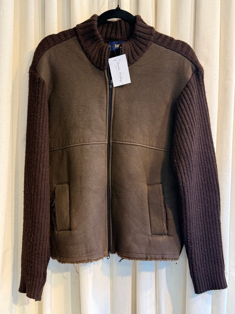 Leder-/ Strick Jacke M Braun