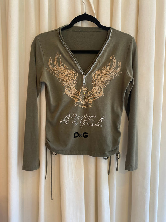 D&G Langarmshirt S Olivegrün