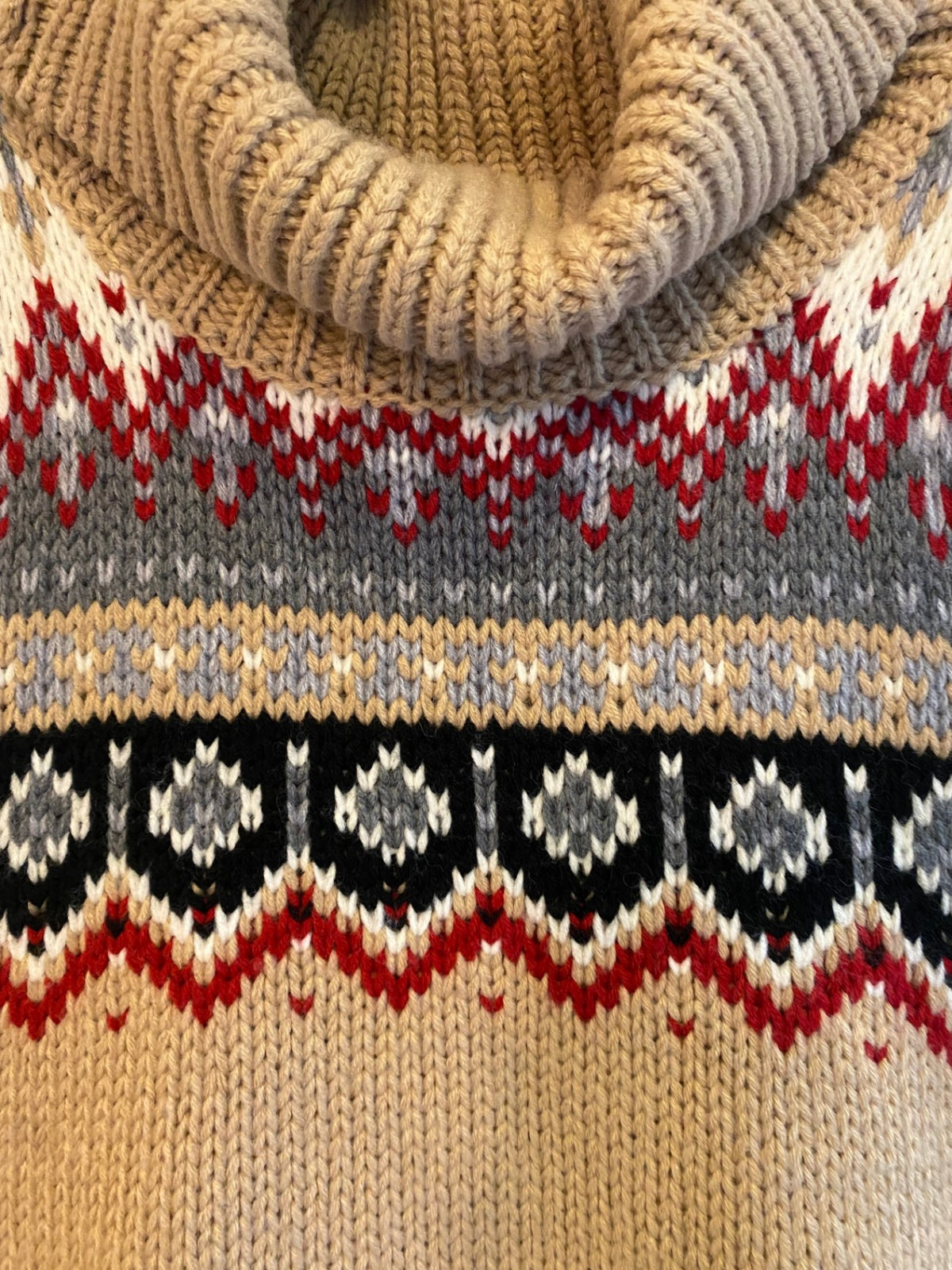 Rollkragen Pollunder M Beige, Rot, Schwarz, Grau