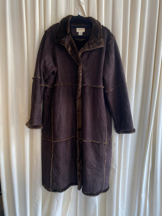 Wildleder-Fell Mantel M Dunkelbraun