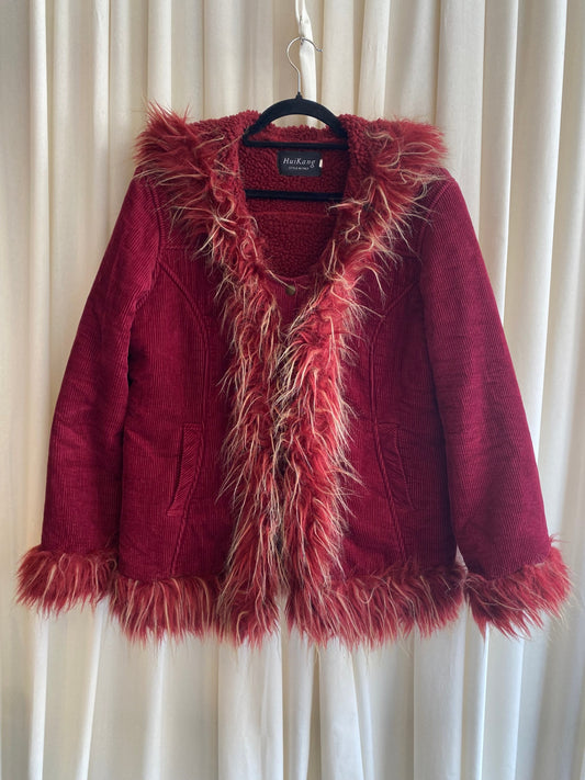 Kord-Fell Jacke M Rot