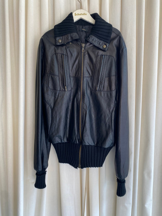 Lederjacke L Schwarz