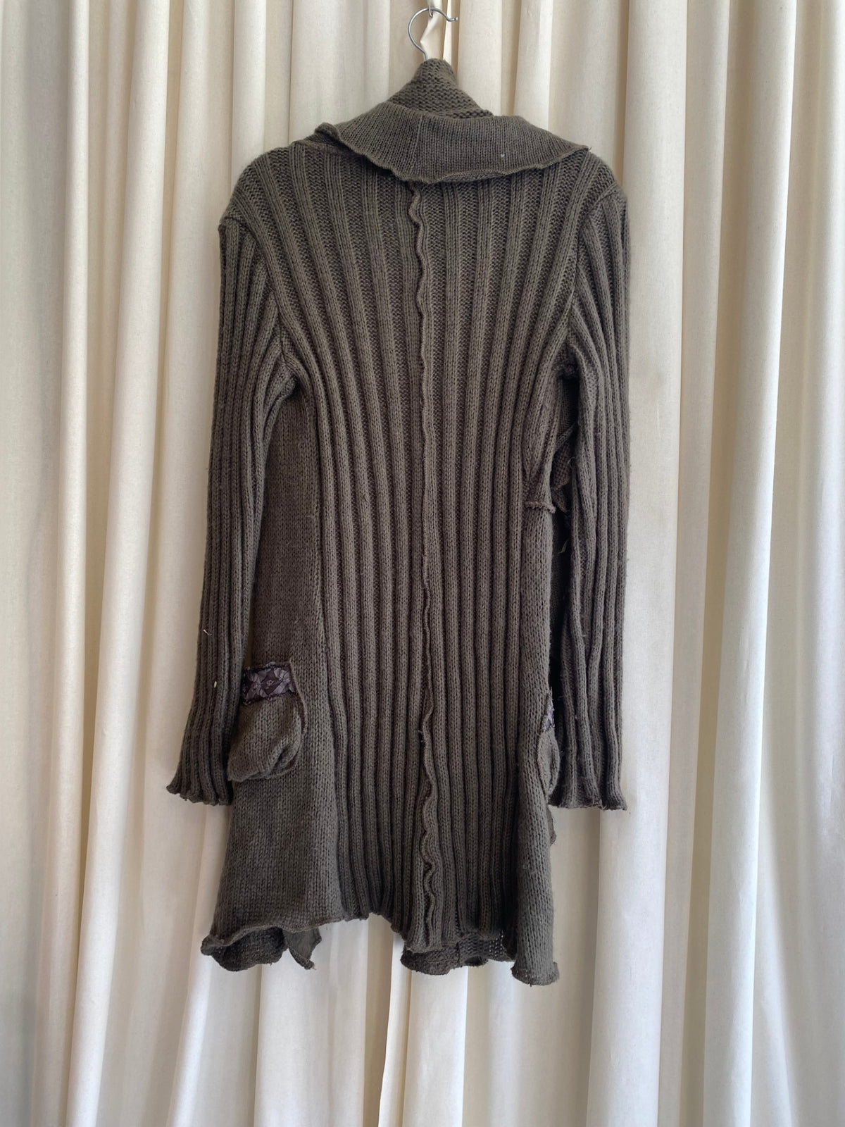 Lange Strickjacke L Braun/Grau