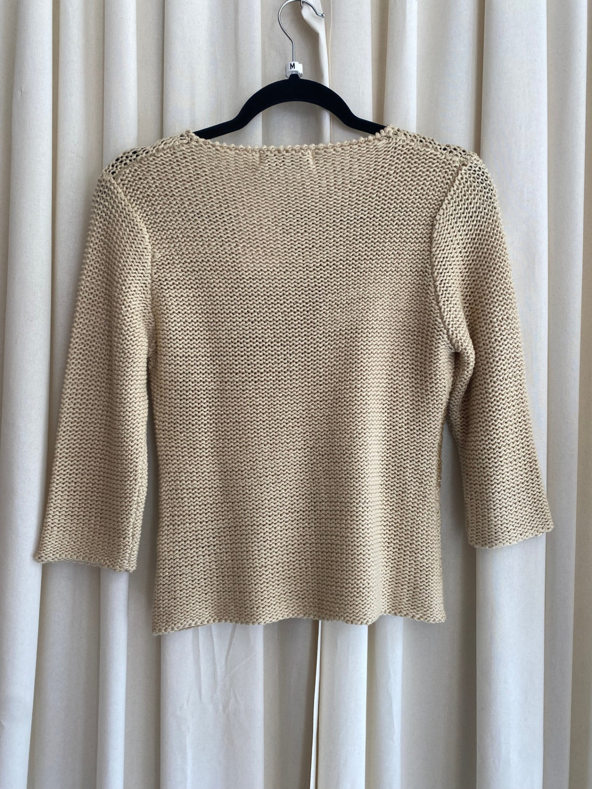 Strick-Pullover M Beige mit Kristallperlen