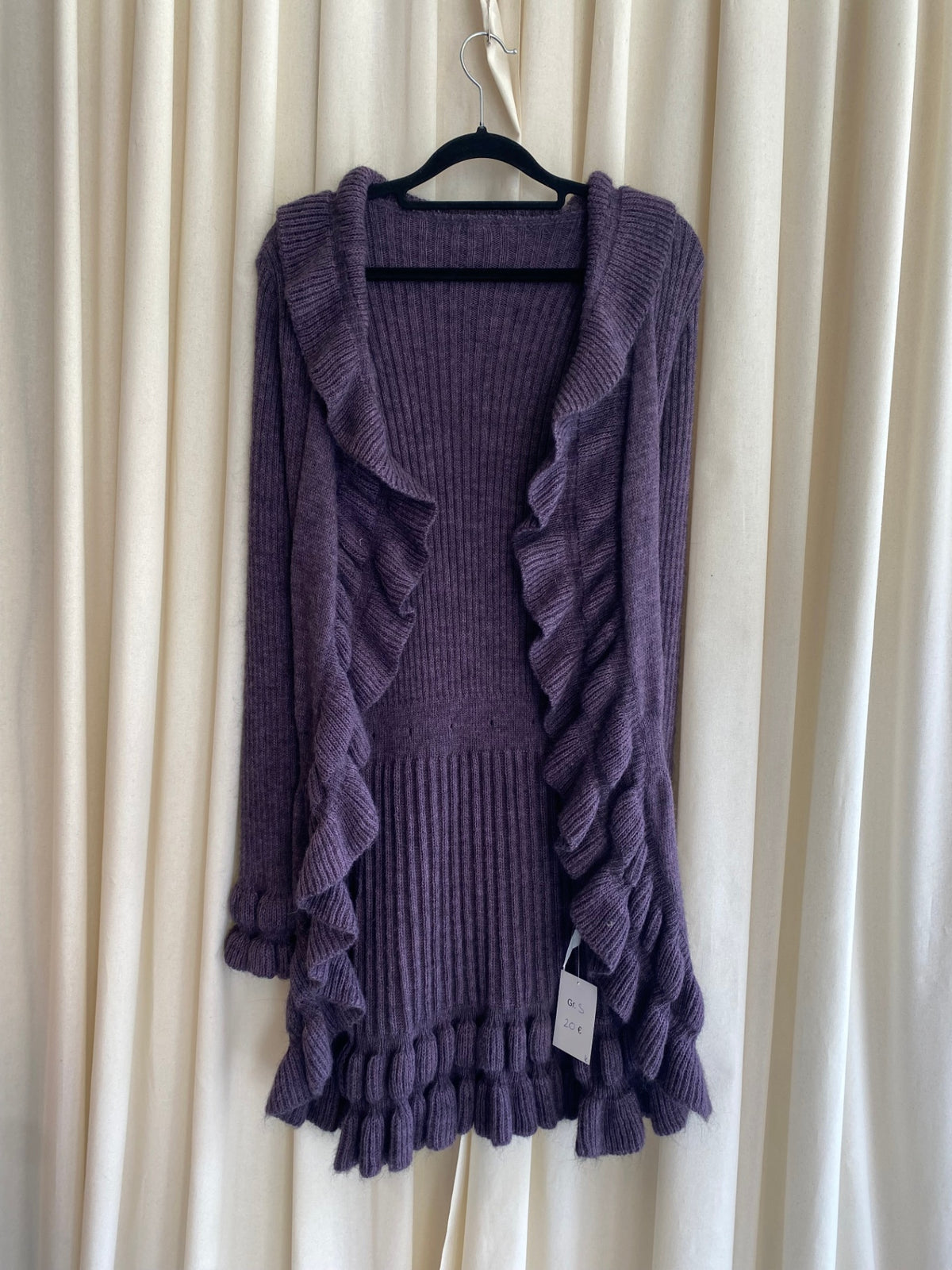 Lange Strickjacke S Lila