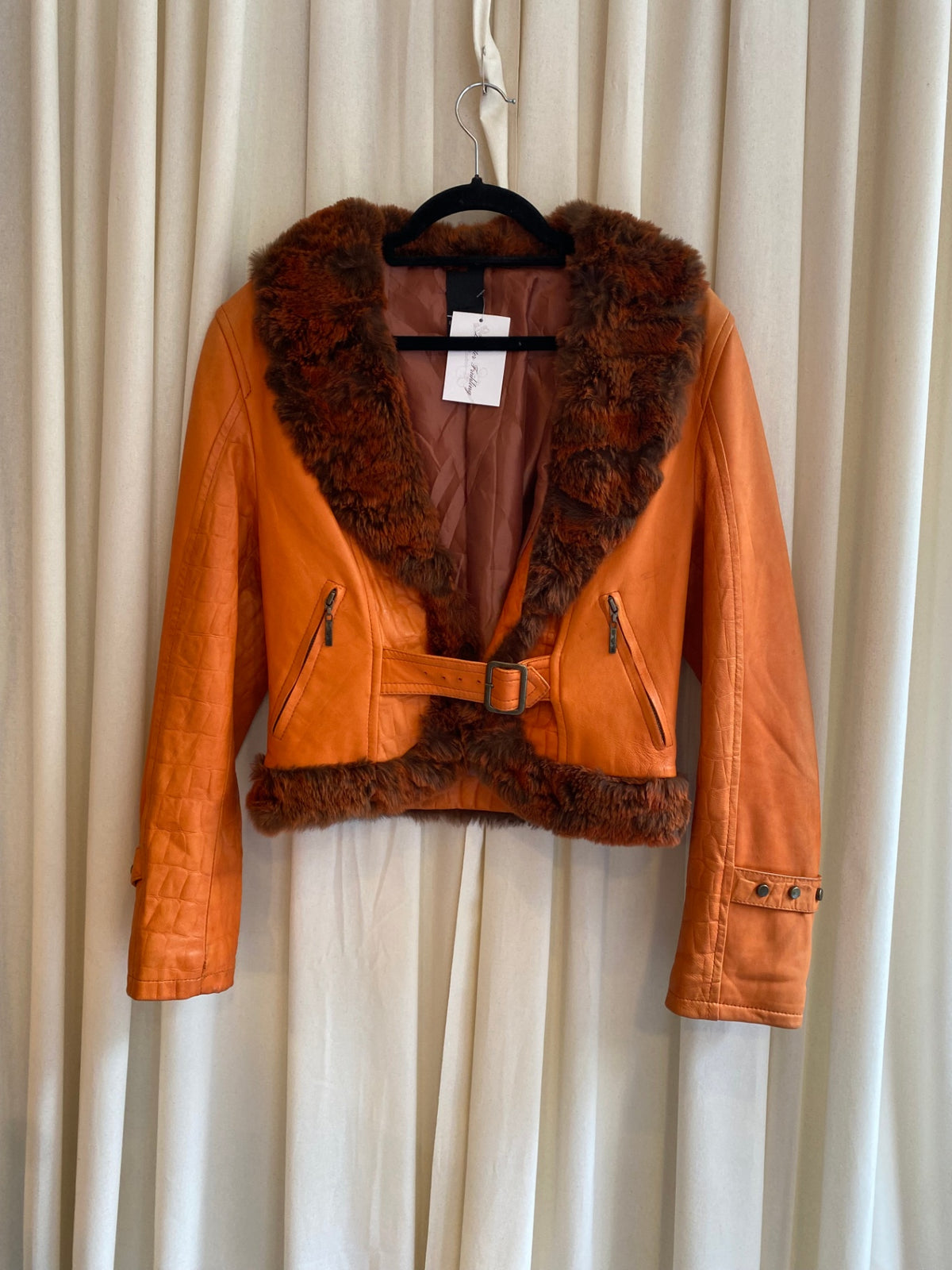 Lederjacke S Orange