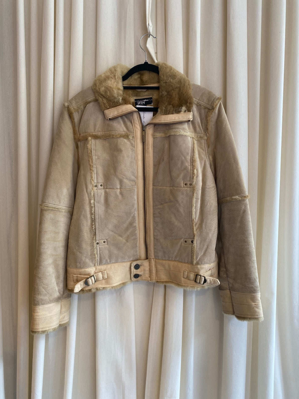 Fell/Leder Jacke XL Beige